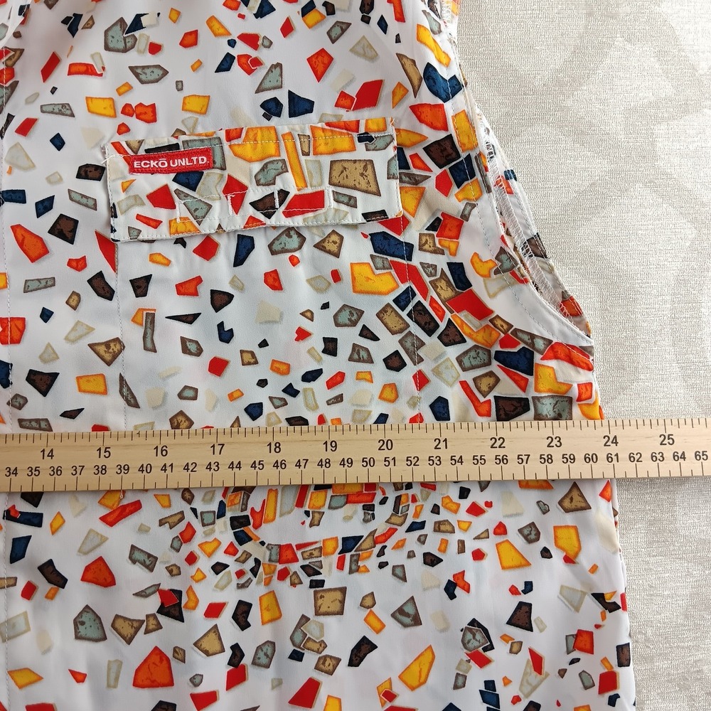 Ecko Unltd Sleeveless Button Up Women L Multicolor Geometric Streetwear Shirt - Picture 3 of 10